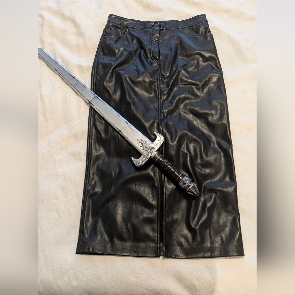 Faux Leather Midi Skirt